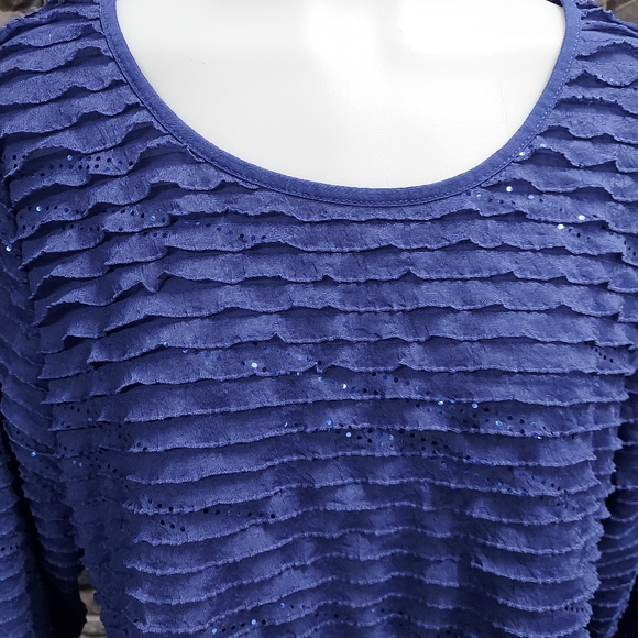 Notations Layered Ruffle Bling Blouse - Picture 13 of 17